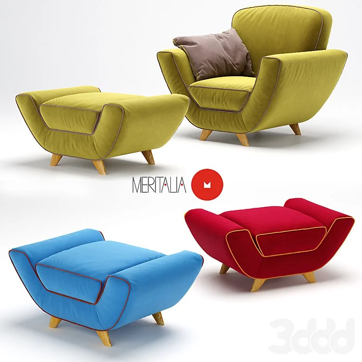 Armchair and pouf Minah by Meritalia